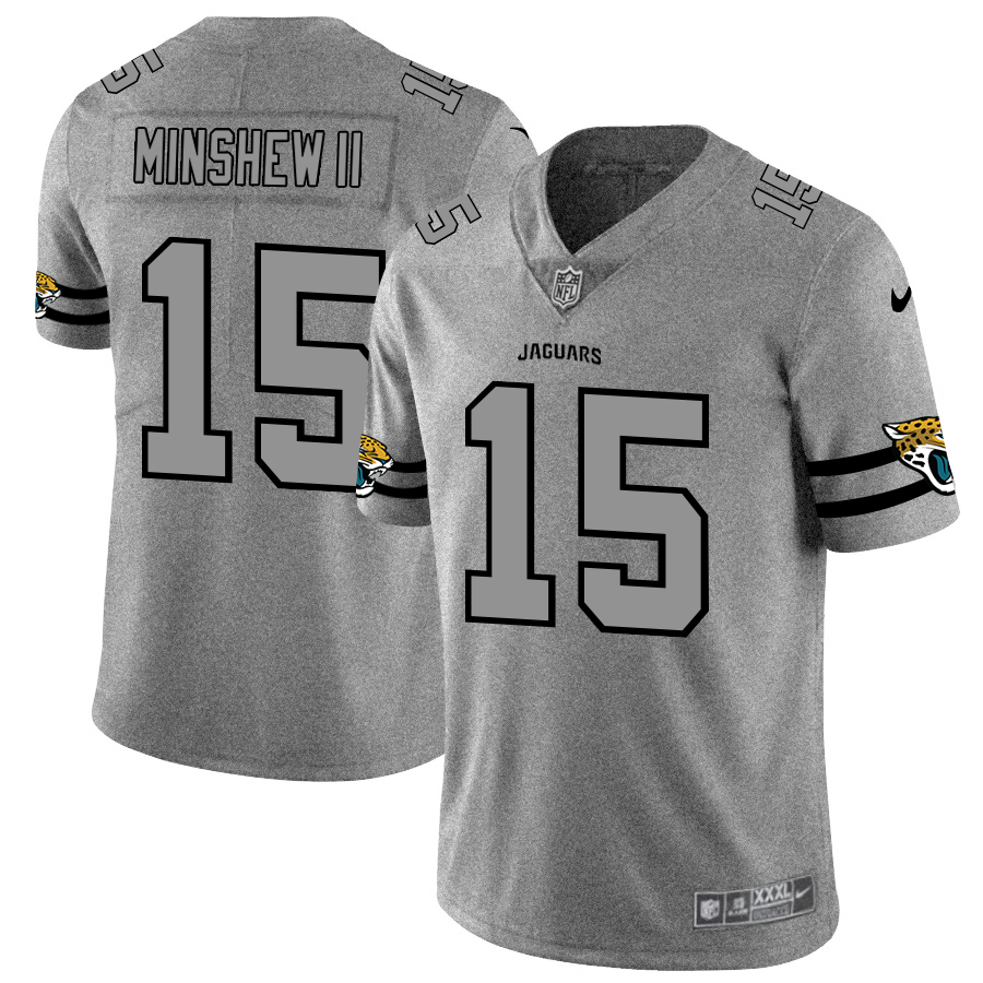 Men Nike Jacksonville Jaguars #15 Gardner Minshew II   Gray Gridiron II Vapor Untouchable Limited NFL Jersey